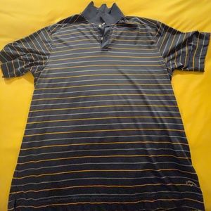 Callaway golf polo; navy with grey snd orange stripes; XXL